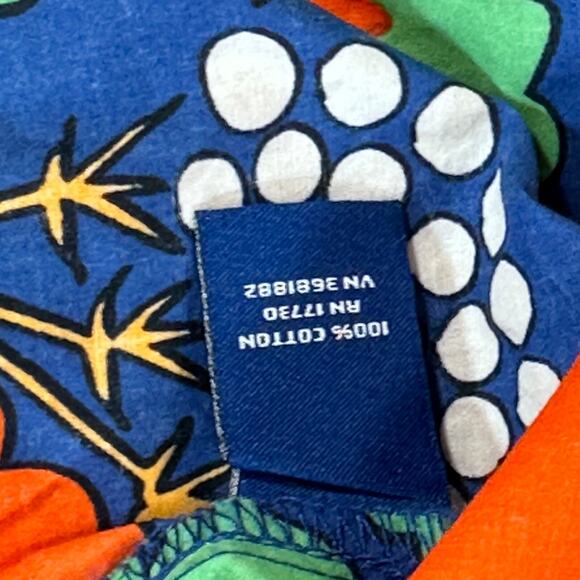 Marimekko For Target Girls Sleeveless Blouse Size Medium Retro Floral Blue Orang - Picture 9 of 9